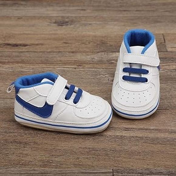 New Clowora Unisex Size 12-18 Months Blue White Infant Non-Slip Baby Shoes - Picture 4 of 6